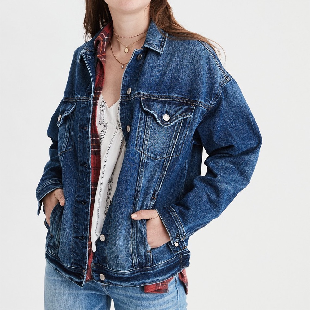 American Eagle distressed denim jacket